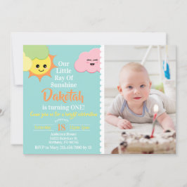 Convites Kawaii Cute Ray da Foto de Aniversário do Sol