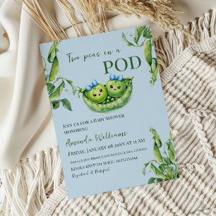 Convites Kawaii Dois Ervilhas no Chá de fraldas dos Gêmeos 