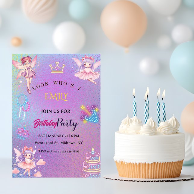 Convites Kawaii Fairy Kids Birthday  (Criador carregado)