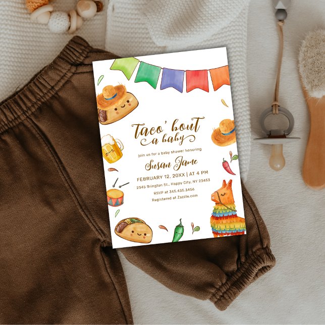 Convites Kawaii Fiesta Taco Sobre Um Chá de fraldas (Kawaii Fiesta Taco 'Bout A Baby Shower Invitation)