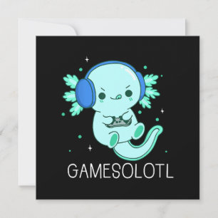 Convites Kawaii Gamesolotl Axolotl Gamer