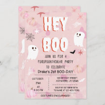 Kawaii Halloween Rosa Fantasma Aniversário Ei Boo