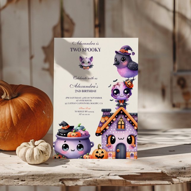 Convites Kawaii Halloween segundo aniversário Spooky Cute P (Criador carregado)