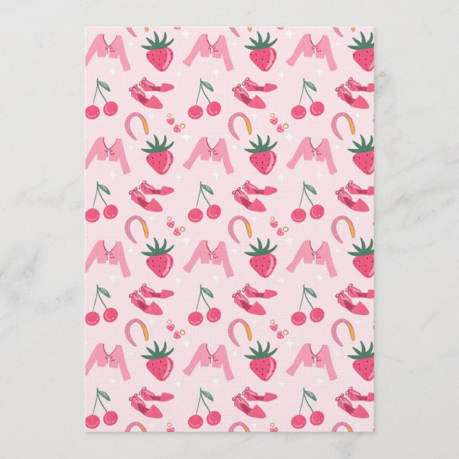 Convites Kawaii Hand-drawn Girly Things Seamless Pattern (Frente)