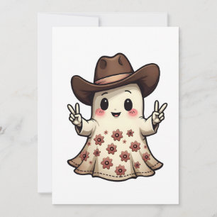 Convites Kawaii Japonês Pastel Fantasma Cowboy Halloween