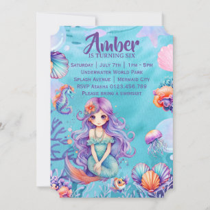 Convites Kawaii Mermaid Party