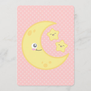 Convites Kawaii Moon e Stars Baby Shower