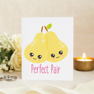 Convites Kawaii Pear Casal Perfeito Par Funny Pun