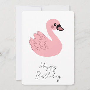 Convites Kawaii Pink Swan - Design de Cartoon Animal