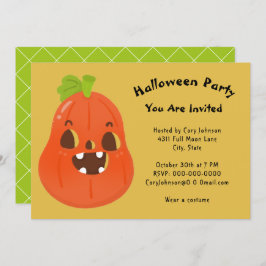 Convites Kawaii Pumpkin Halloween Jack o'Lanterna Partido I
