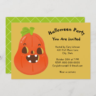 Convites Kawaii Pumpkin Halloween Jack o'Lanterna Partido I