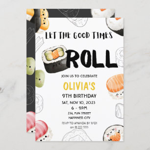 Convites Kawaii Sushi Good Times Roll Kids Adulto Aniversár