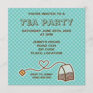 Convites Kawaii Tea Bag Tea Party