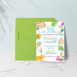 Convites Kawaii Veste-Se Para Uma Festa De Arte Mess Aniver