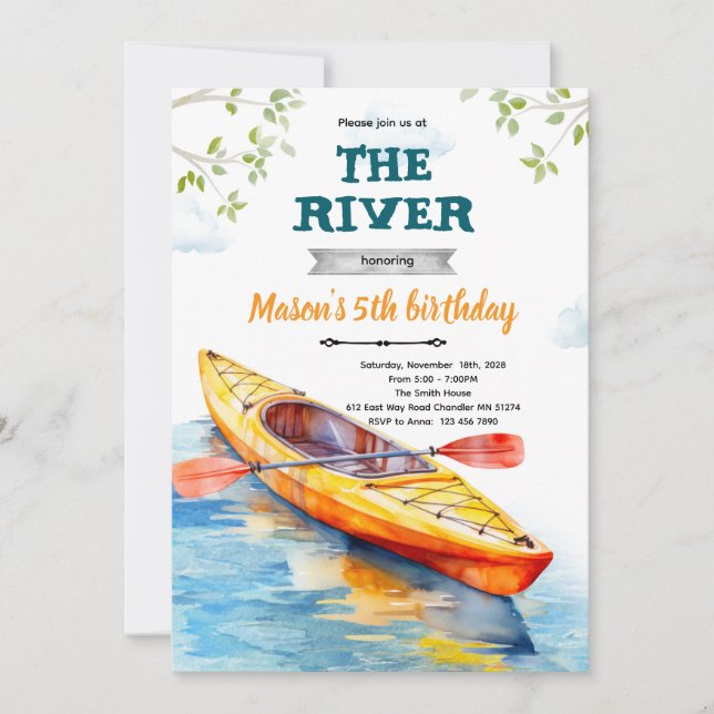 Convites Kayaks birthday party invitation (Frente)