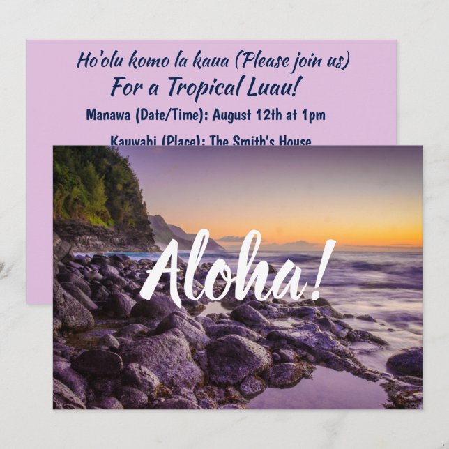 Convites Ke’e Beach em Sunrise, Kauai, Havaí (Frente/Verso)