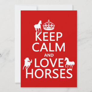 Convites Keep Calm and Love Horses - todas as cores