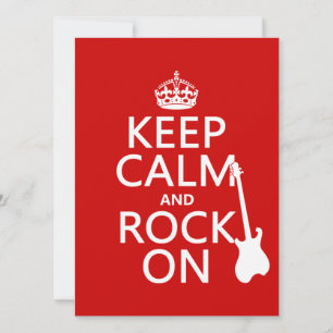 Convites Keep Calm and Rock On (guitarra) (qualquer cor)