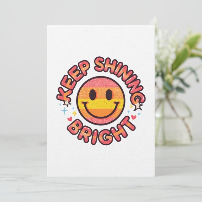 Convites Keep Shining Bright Sticker – Retro 90s Smiley  (Em pé/Frente)