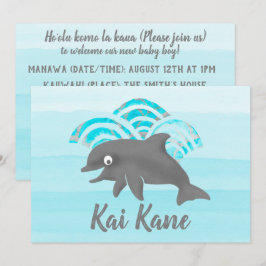 Convites Keiki Watercolor Dolphin Wave
