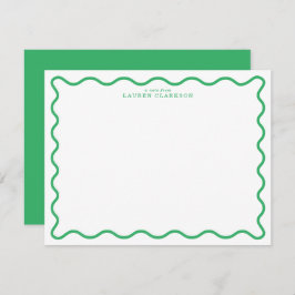 Convites Kelly Green Modern Wavy Border Note Card