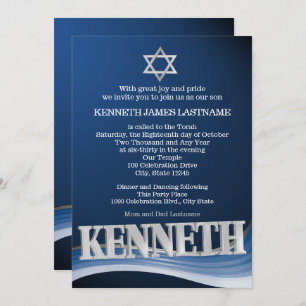 Convites Kenneth Steel Wave Name Bar Mitzvah