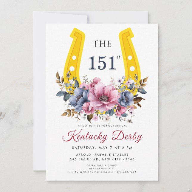 Convites Kentucky Derby 151st Invitation with Horseshoe (Frente)