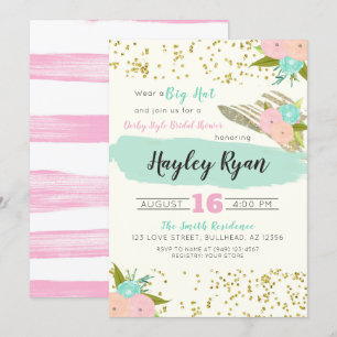 Convites Kentucky Derby Big Hat Pink & Chá de panela de Cas
