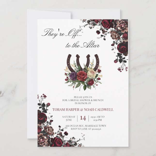Convites Kentucky Derby Bridal Shower Invitation Floral Hor (Frente)