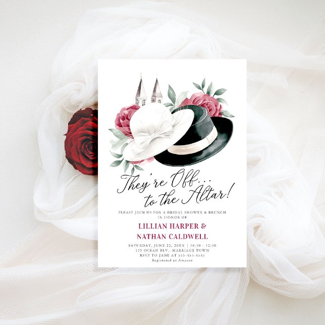 Convites Kentucky Derby Chá de panela Rosa Racing (kentucky derby bridal shower invitation red roses churchill spires horse racing theme modern elegant)