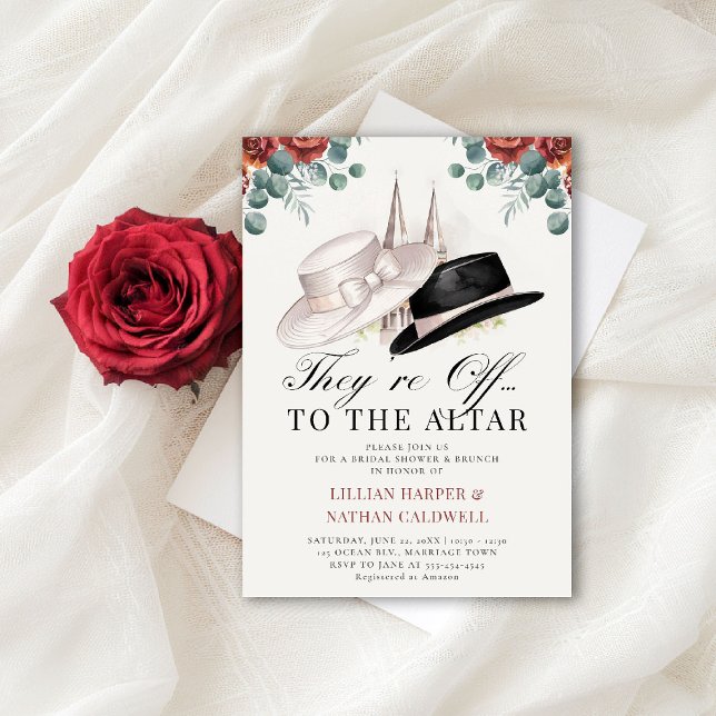 Convites Kentucky Derby Chá de panela Rosas Hats Elegante (kentucky derby bridal shower invitation red roses churchill spires horse racing theme elegant classy)