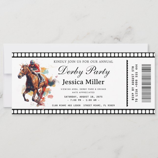 Convites Kentucky Derby Ticket Invitation (Frente)