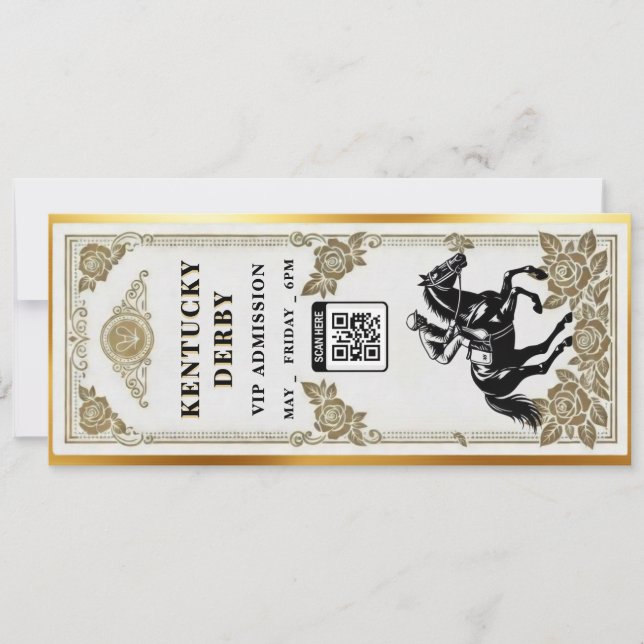 Convites Kentucky Derby VIP Ticket Invitation Template (Frente)