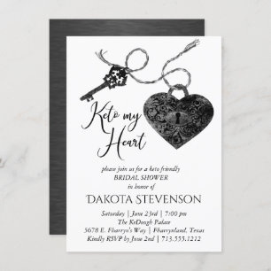 Convites Keto My Heart Chá de panela de teclas e bloqueio