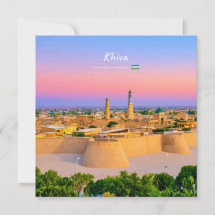 Convites Khiva, Uzbequistão - Silhueta de Fortaleza Antiga