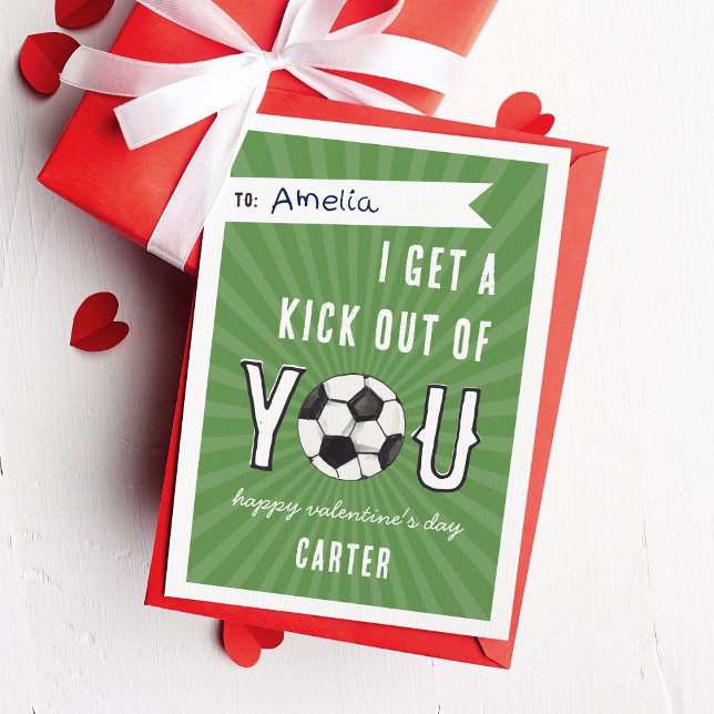 Convites Kick Out You Soccer Classroom Namorados Card (Criador carregado)