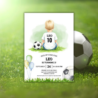 Convites Kick up some fun Soccer Ball Boys Birthday Party I