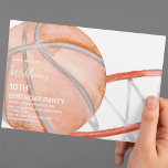 Convites Kids Basball Watercolor Festa de aniversário<br><div class="desc">Você está planejando uma festa de aniversário para seu filho que ama basquete? Encantem seus convidados com este convite temático de basquete do Partido Swirl! Este design impressionante apresenta um clássico fundo branco com uma cor d'água de basquete laranja e um aro de basquete. Personalize os estilos de fonte, tamanhos...</div>
