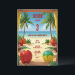 Convites Kids Beach Festa de aniversário<br><div class="desc">Uma cena de praia colorida com brinquedos infantis com cores vivas de ilhas</div>