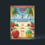 Convites Kids Beach Festa de aniversário<br><div class="desc">Uma cena de praia colorida com brinquedos infantis com cores vivas de ilhas</div>