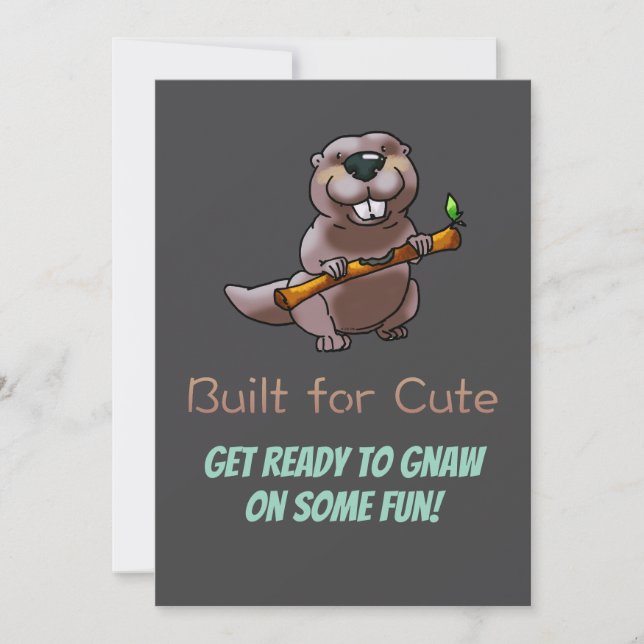 Convites Kids Beaver Birthday Invite – Built for Cute (Frente)