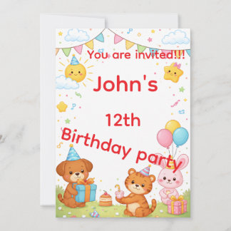 Convites Kids birthday invitation card
