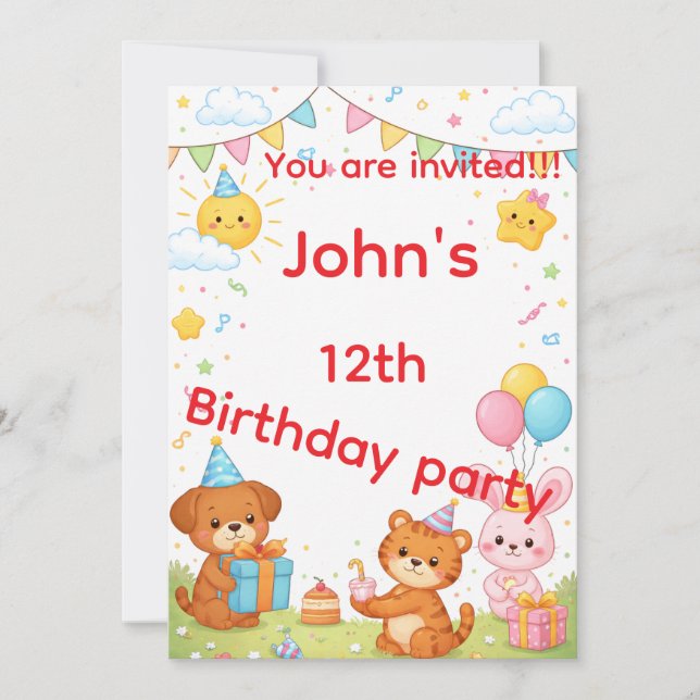 Convites Kids birthday invitation card (Frente)
