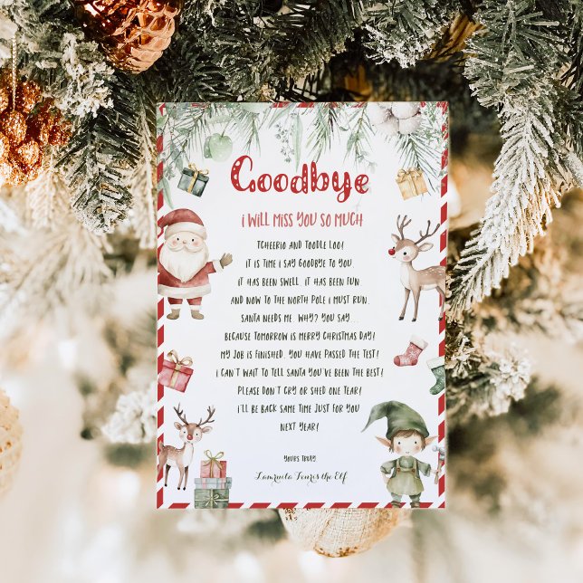 Convites Kids Christmas Girl Elf Goodbye Letter Invitation (Criador carregado)
