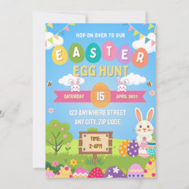 Convites Kids Colorful Easter Egg Hunt Invitation