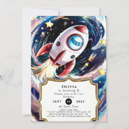 Convites Kids Galaxy Rocket Birthday