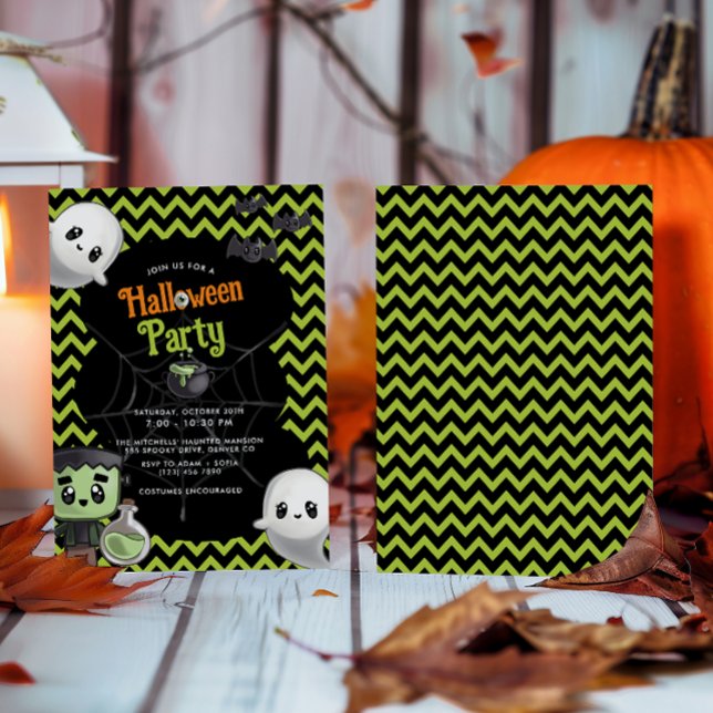 Convites Kids Green Halloween Party (Criador carregado)