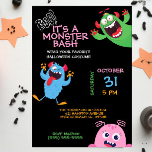 Convites Kids Halloween Monster Mash Bash Party