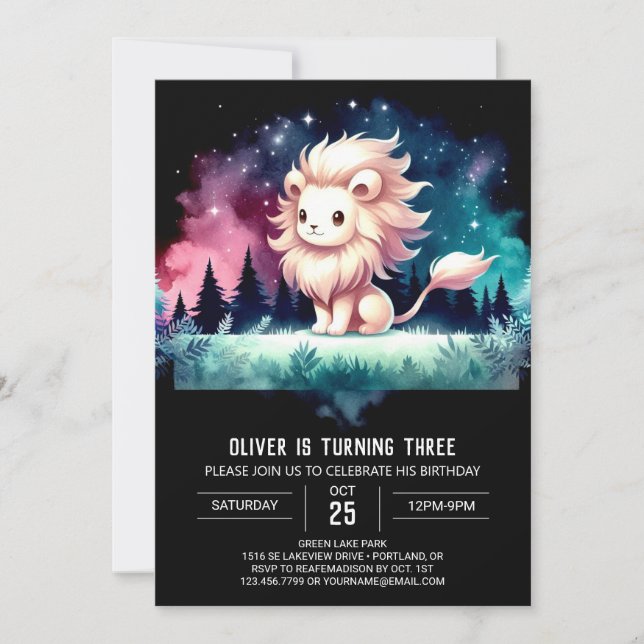Convites Kids Safari Lion Birthday (Frente)