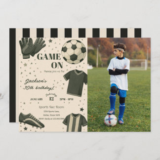 Convites Kids Soccer Themed Birthday Photo Invitation